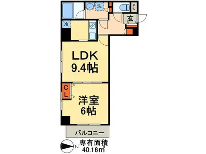 REFAYS-MS(1LDK/6階)の間取り写真