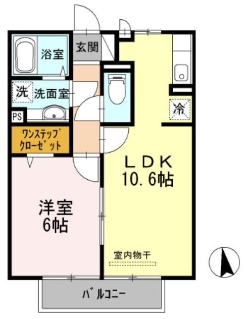 プレベール A棟(1LDK/1階)の間取り写真