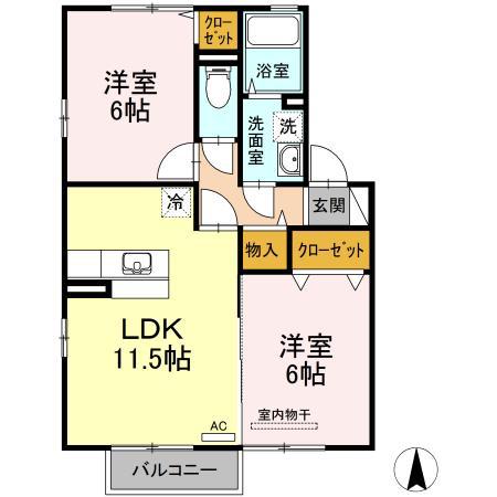 メゾン・リシェス(2LDK/2階)の間取り写真