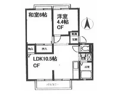 ツインハウス山王台B棟(2LDK/2階)の間取り写真