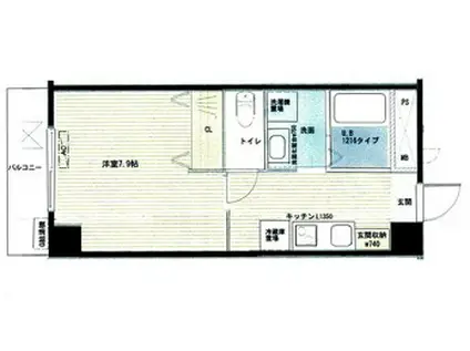 秀和マンション(1K/4階)の間取り写真