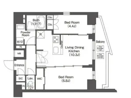 コンフォリア東大井II(2LDK/13階)の間取り写真
