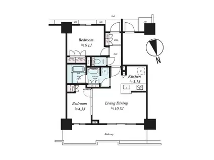 BRILLIA TOWER 聖蹟桜ヶ丘 BLOOMING RESIDE(2LDK/10階)の間取り写真