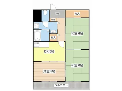 タイハイツ桜宮(3DK/6階)の間取り写真