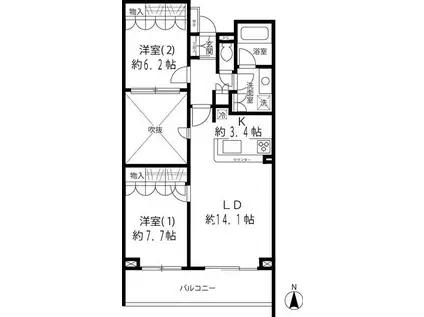 リベルテ等々力(2LDK/2階)の間取り写真