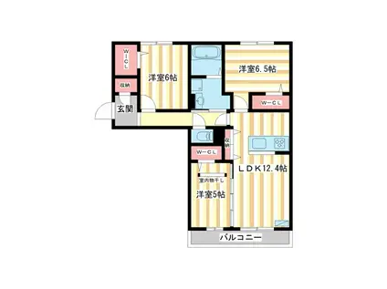 萩I・A棟(3LDK/3階)の間取り写真