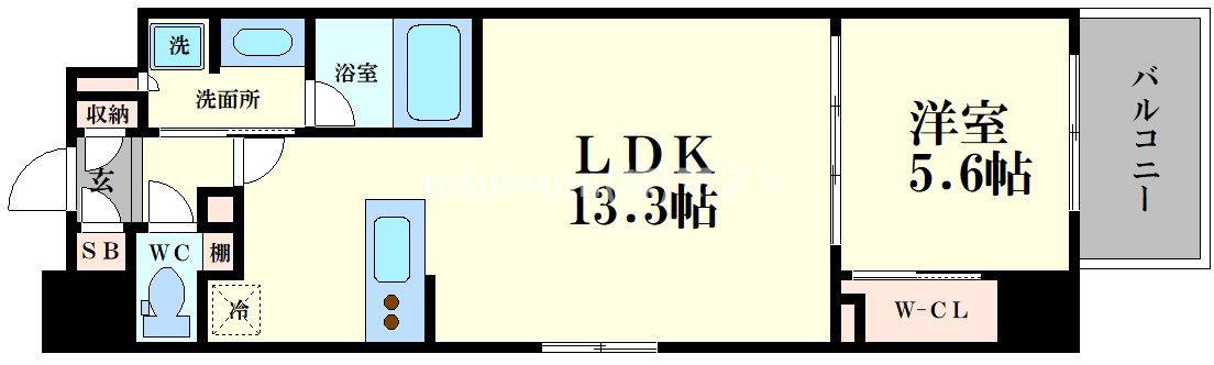 DIMUS北浜(1LDK/12階)の間取り写真