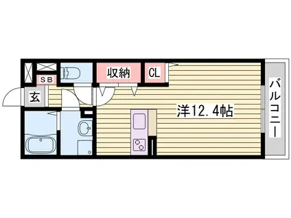 エスポワール西明石(ワンルーム/1階)の間取り写真
