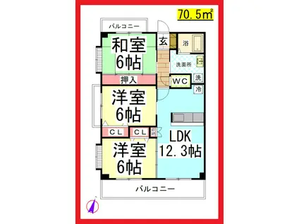 TDポロニア(3LDK/3階)の間取り写真