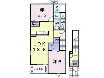 フラワーリング(2LDK/2階)の間取り写真