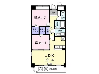 プレシャス・コート(2LDK/2階)の間取り写真