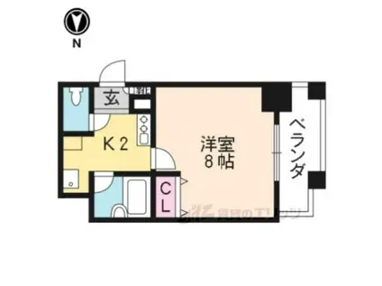 サンシティ烏丸高辻(1K/6階)の間取り写真