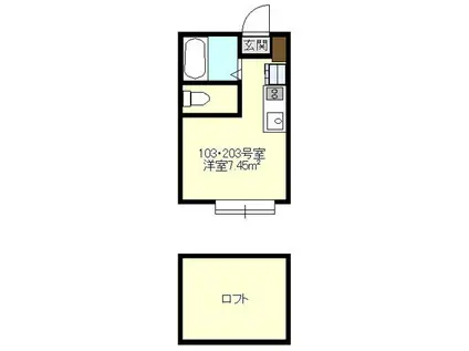 アクシアコートキシヤ(ワンルーム/1階)の間取り写真