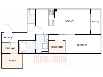 MOCXION御影(1LDK/3階)の間取り写真
