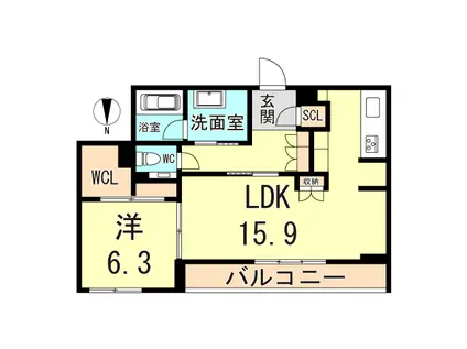 シークリサンス岡本(1LDK/2階)の間取り写真
