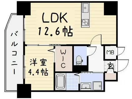 ザ・旦過(1LDK/5階)の間取り写真