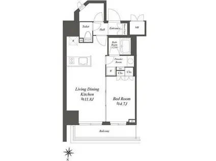 アイフラット文京本駒込(1LDK/4階)の間取り写真