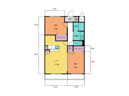 LAPRIMAVERA(2LDK/1階)の間取り写真