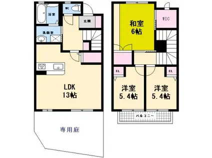 グランバリエ己斐 A棟(3LDK/1階)の間取り写真
