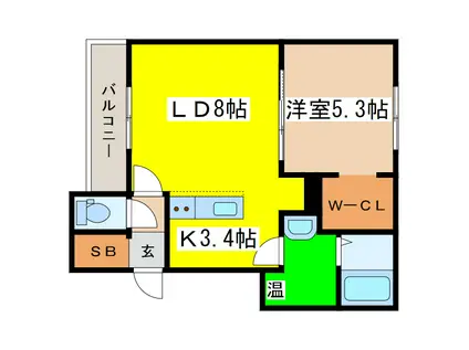 ロゼッタ(1LDK/2階)の間取り写真