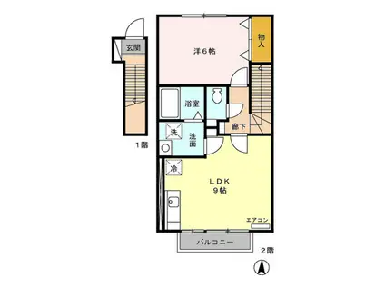 グランモア泉中央(1LDK/2階)の間取り写真