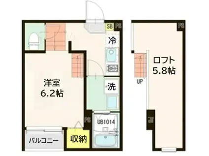 アゼリア八本松(1K/1階)の間取り写真