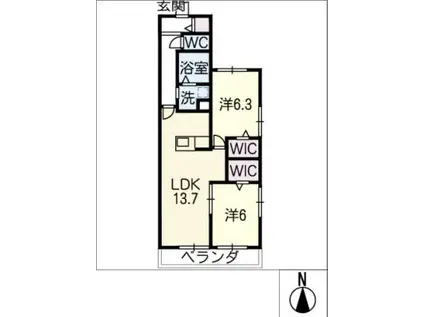 RIGEL市山(2LDK/3階)の間取り写真