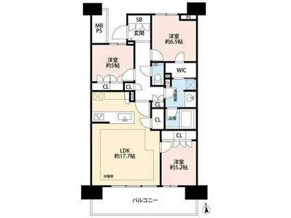 HARUMI FLAG SUN VILLAGE E棟(3LDK/4階)の間取り写真