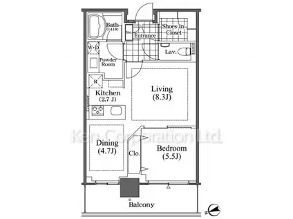 芝浦アイランド ブルームタワー(1LDK/13階)の間取り写真