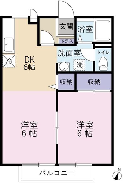サンガーデン松本(1LDK/2階)の間取り写真