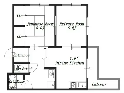 ヒルズコート(2DK/2階)の間取り写真