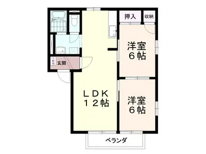 エクセル北鴻巣A棟(2LDK/1階)の間取り写真