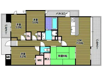 グリーンコーポ和泉中央(4LDK/8階)の間取り写真