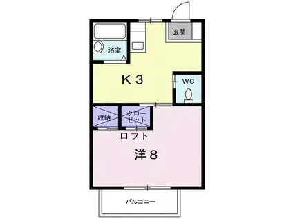 アトリエカミュ(1K/2階)の間取り写真