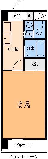 グレイスパル平和通(1K/2階)の間取り写真