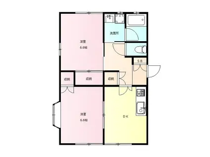 カーサ・セレーノ(2DK/2階)の間取り写真