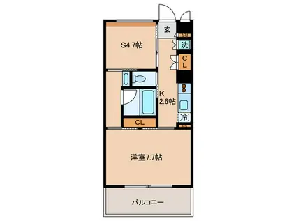 Kエリタージュ(1SK/2階)の間取り写真