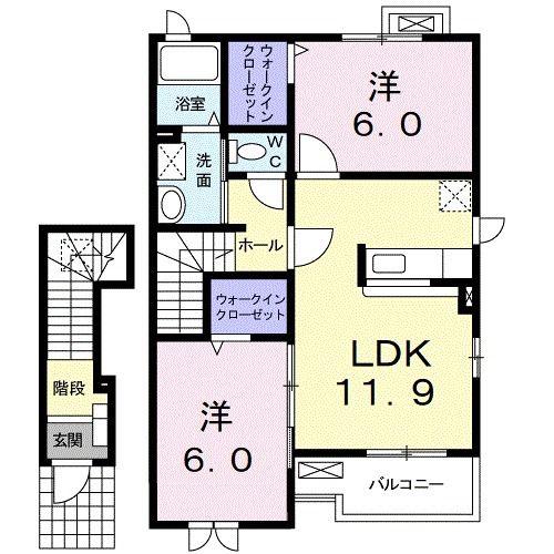 レセンテ・E壱番館(2LDK/2階)の間取り写真