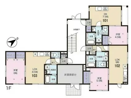 VIF/VIVE(1LDK/1階)の間取り写真