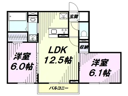 ドルフエンデIII(2LDK/1階)の間取り写真