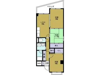 シャトー弁天弐番館(3LDK/7階)の間取り写真