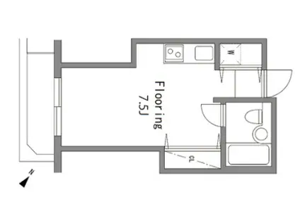 CASCADE(ワンルーム/2階)の間取り写真