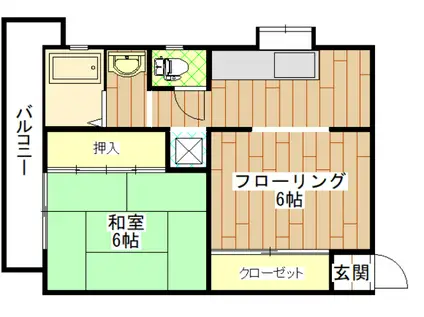 パルデンス新寺(1DK/2階)の間取り写真