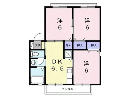 ヴィラたかせ(3DK/2階)の間取り写真