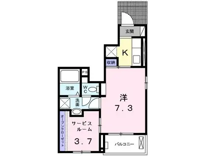 ベルオーブ(1SK/1階)の間取り写真