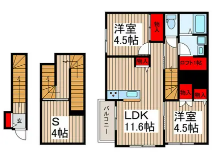 シャトール(2SLDK/2階)の間取り写真