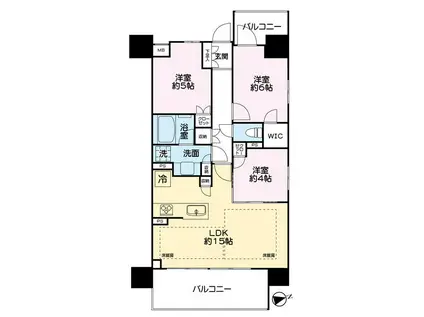 レーベン岐阜(3LDK/9階)の間取り写真