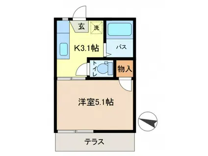 グリーンハイツ新宿(1K/1階)の間取り写真
