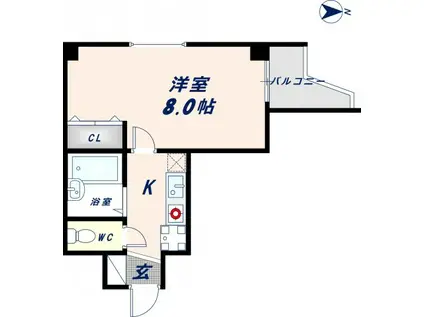 スリーゼ菱屋西(1K/2階)の間取り写真