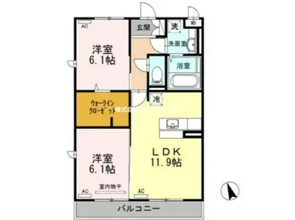 プリエ ドゥ B棟(2LDK/3階)の間取り写真